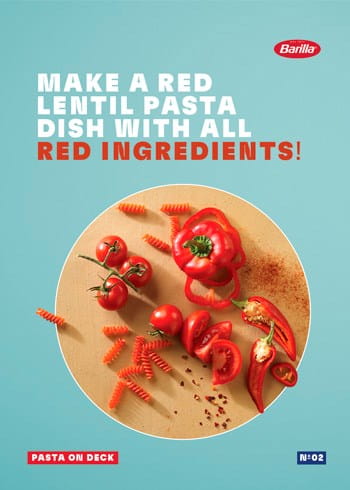 Make a red lentil pasta dish with all red ingredients!